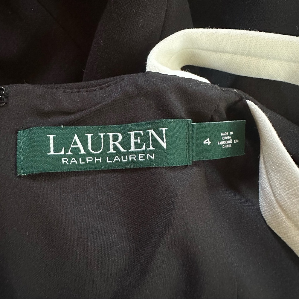 Lauren Ralph Lauren Black Midi Sheath Dress with White Double Straps. Size 4 - Picture 6 of 10